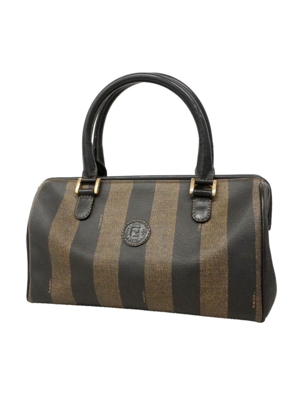 Fendi Handbag Pecan Black Brown Gold